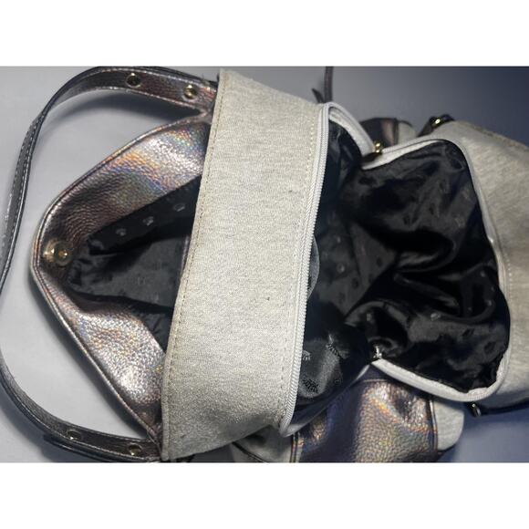 Juicy Couture Y2K Shoulder Bag Womens Gray Hobo Iridescent Trim Velvet Logo - Picture 9 of 14